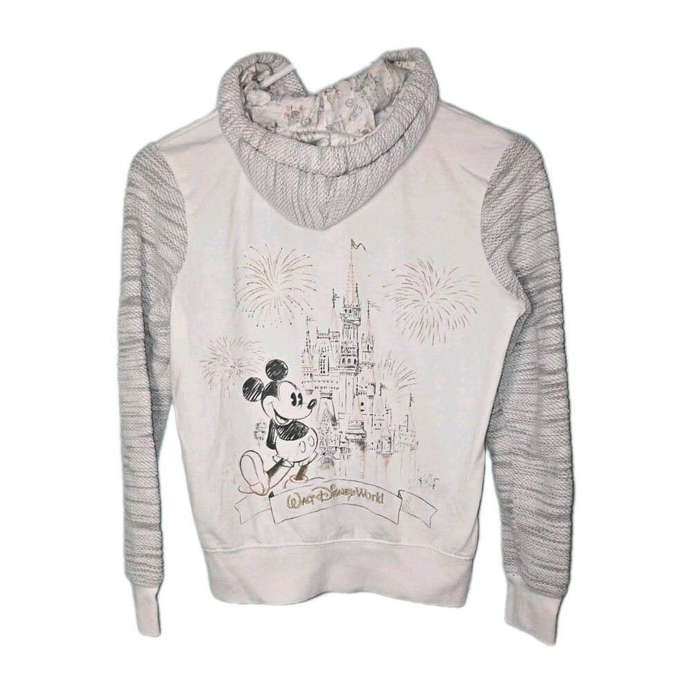 Disney Parks Holiday Silver and Gold Cinderellas Castle Womens Zip Hoodie XS